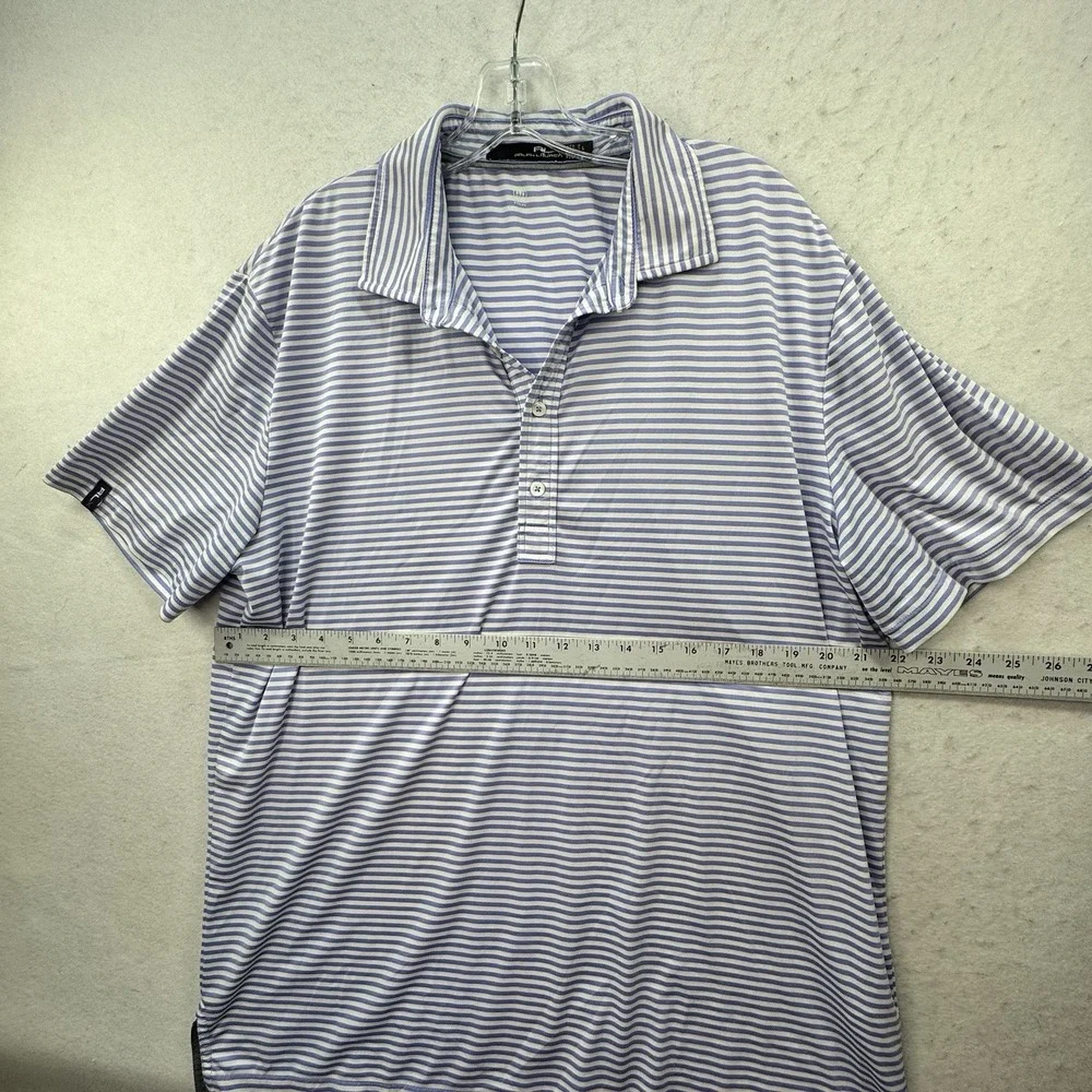 Ralph Lauren‎ RLX Performance Golf Polo Shirt Men Size Large Blue Striped Preppy